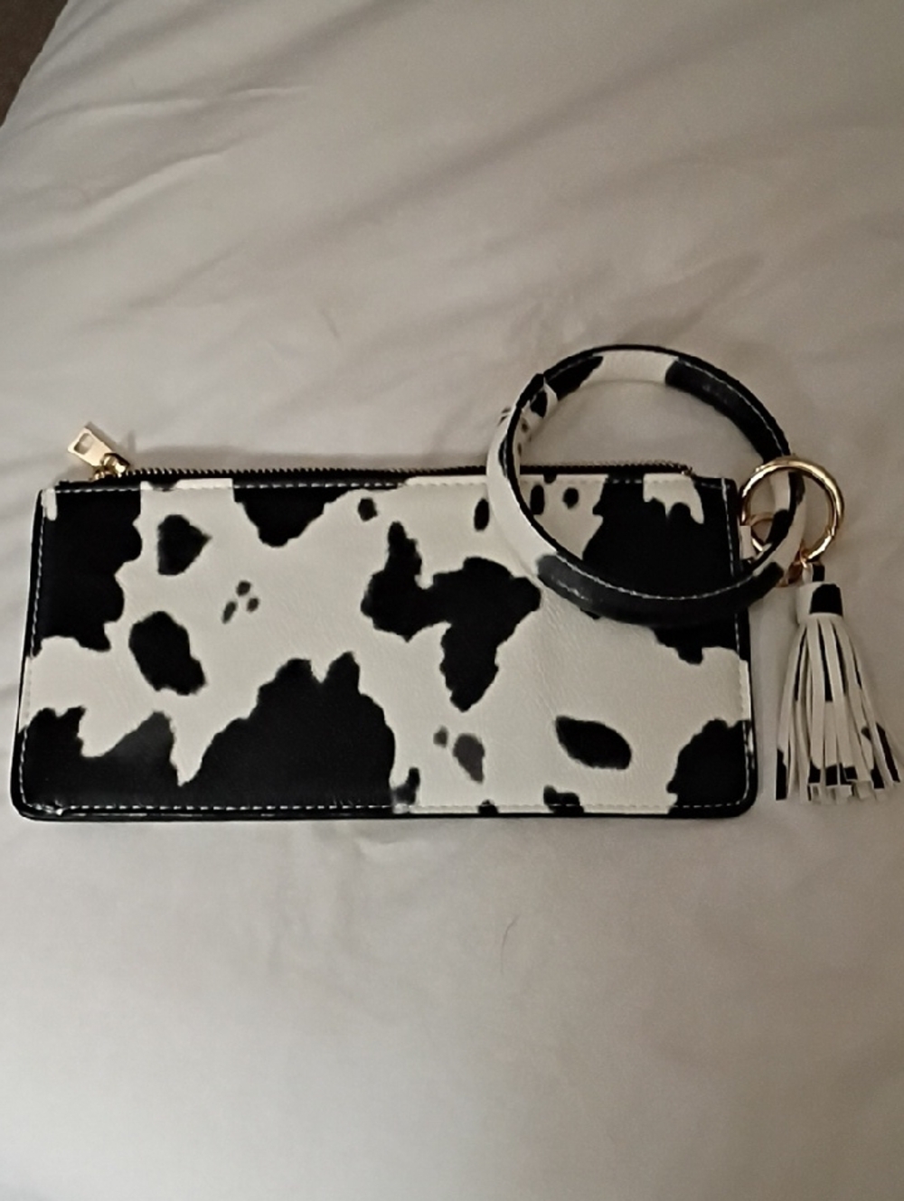 Cow Print Wristlet Clutch - Black & White